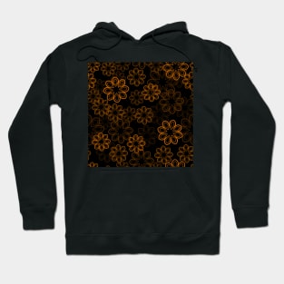 Neon Floral Orange on Black Repeat 5748 Hoodie